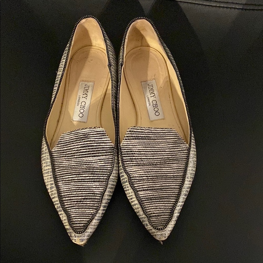 Jimmy Choo Black and White Flats Sleek Modern Design